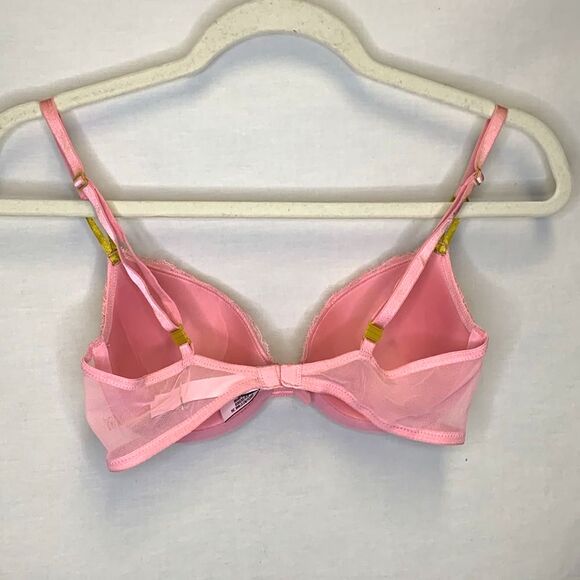 Victoria’s Secret Pink Floral Lace Sexy Lined Underwire Push-up Demi Bra Sz 34C - Picture 7 of 14
